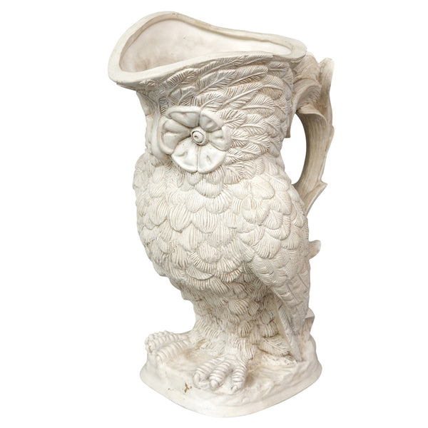 Parian Ware White Cramic Owl Jug