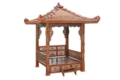 Intricately Carved Japanese Pagoda in Stained Finish