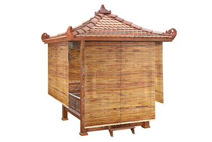 Intricately Carved Japanese Pagoda in Stained Finish