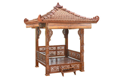 Intricately Carved Japanese Pagoda in Stained Finish