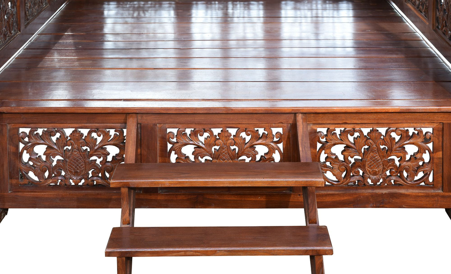 Intricately Carved Japanese Pagoda in Stained Finish
