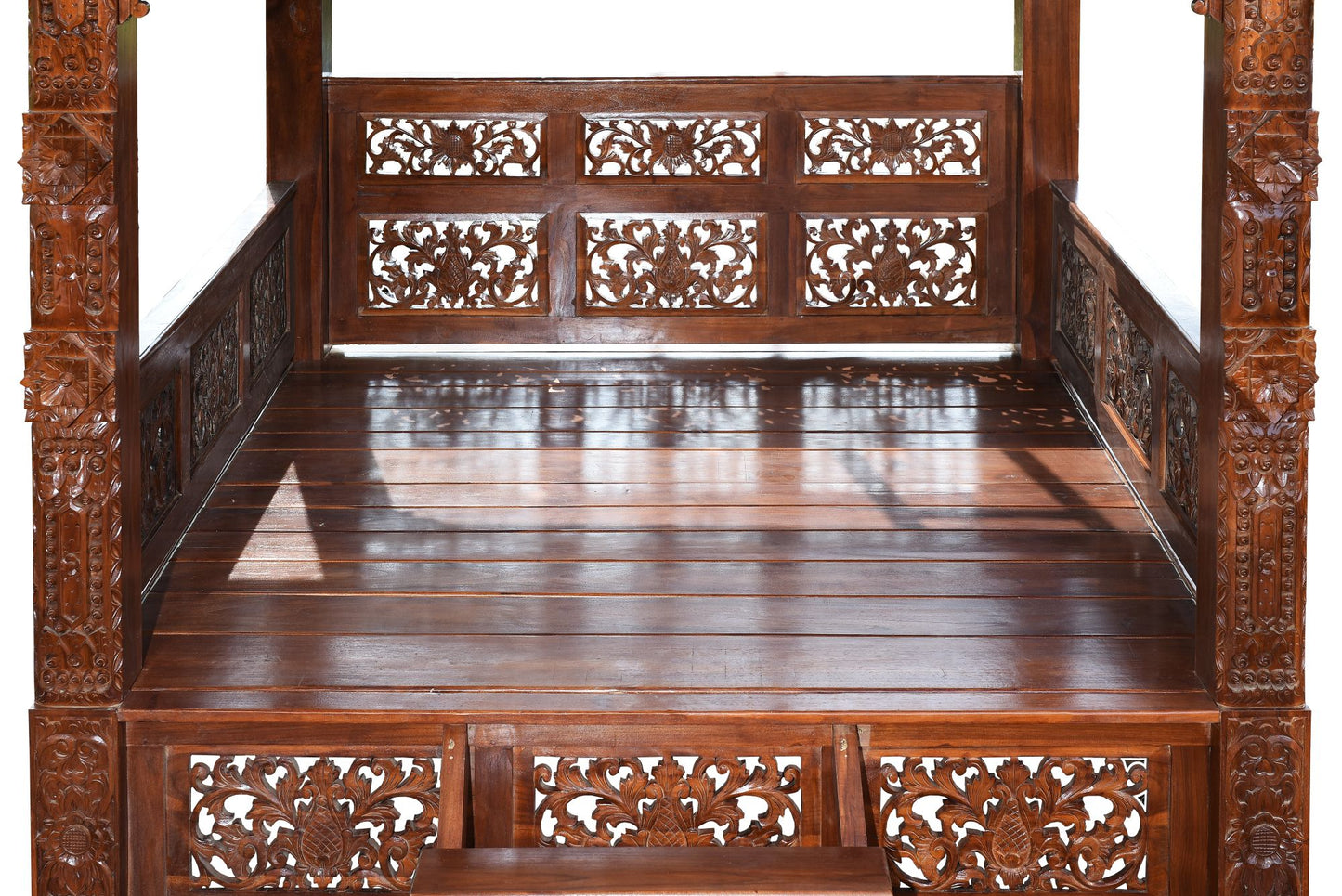 Intricately Carved Japanese Pagoda in Stained Finish