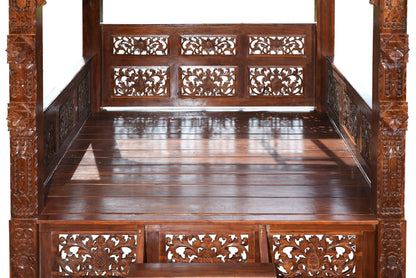 Intricately Carved Japanese Pagoda in Stained Finish