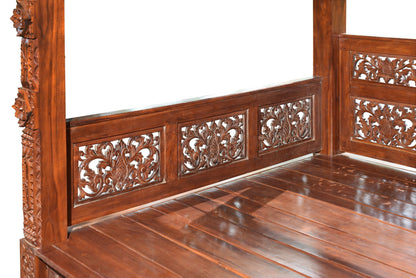Intricately Carved Japanese Pagoda in Stained Finish