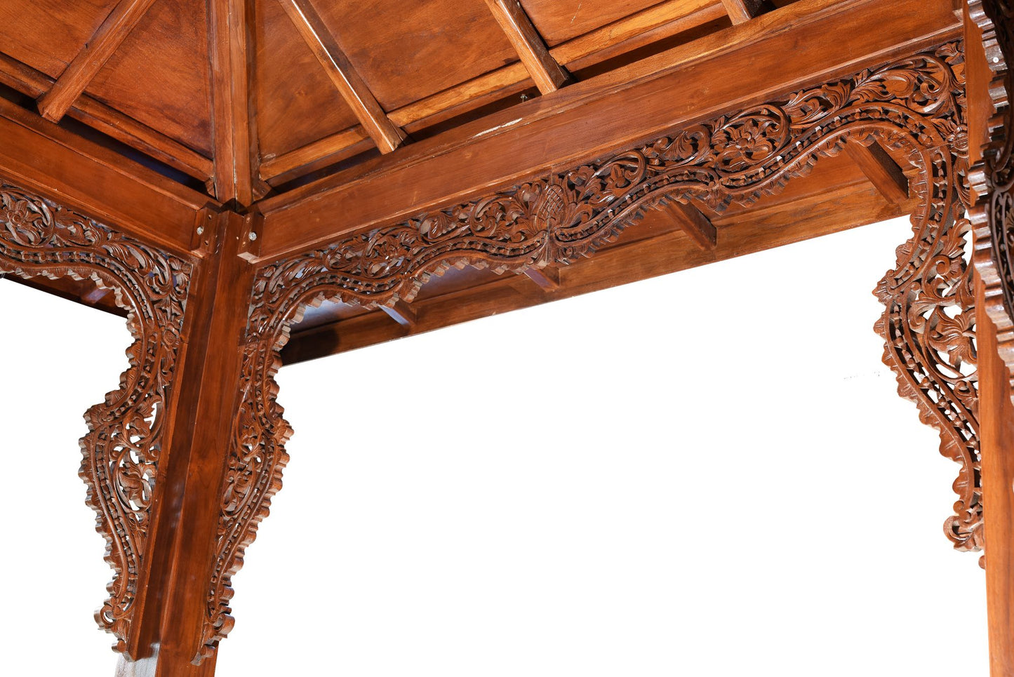 Intricately Carved Japanese Pagoda in Stained Finish