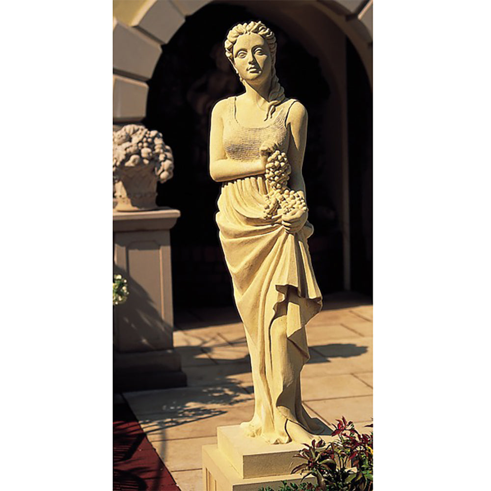 Cast Stone Autumn Statue on Pedestal