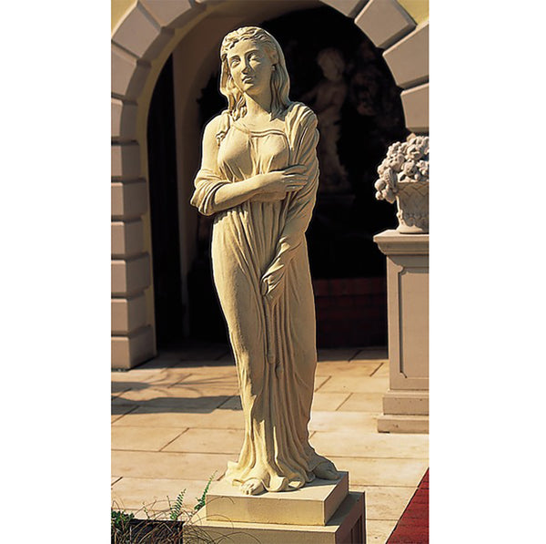 Cast stone statue on pedestal - Winter