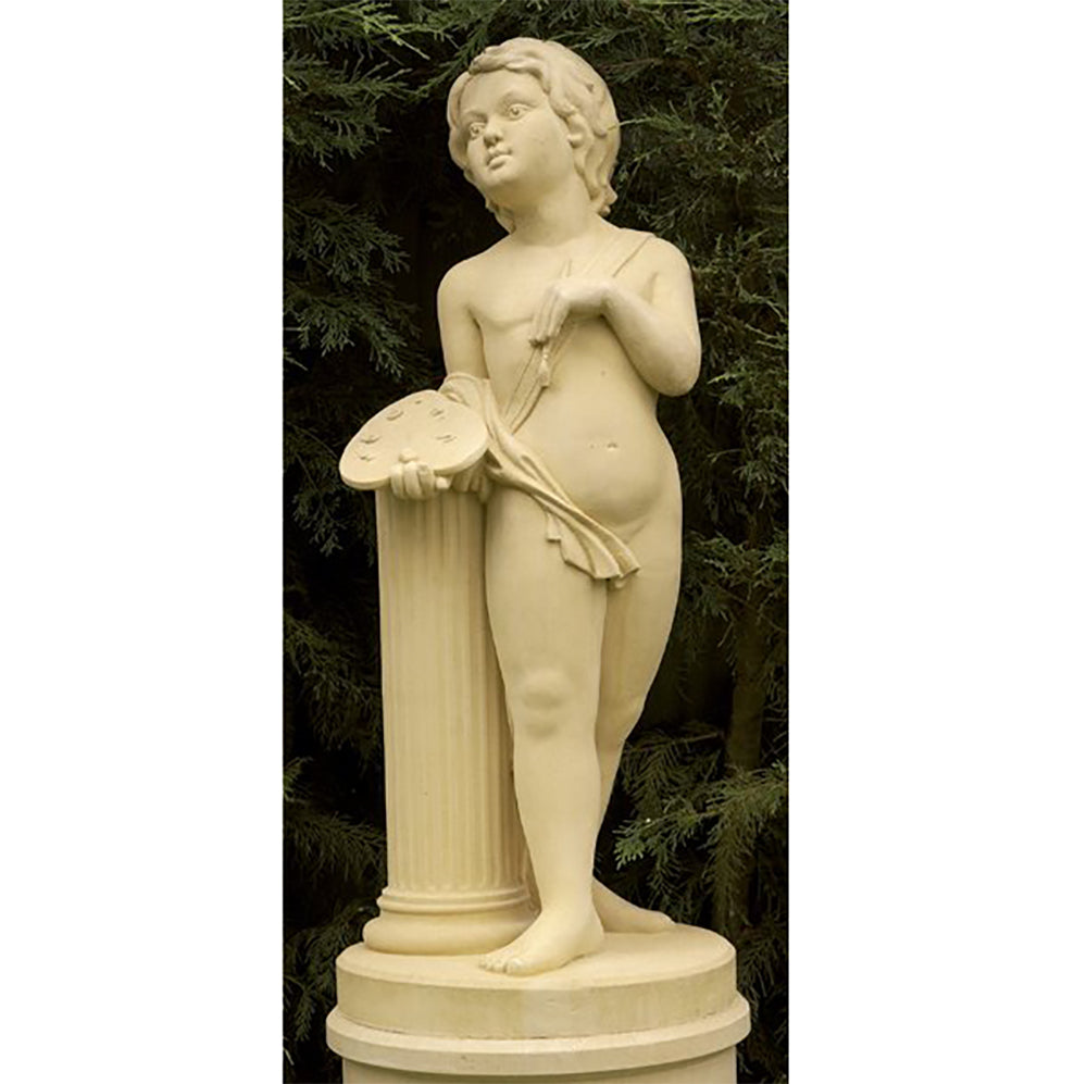 Cast stone statue on pedestal - Painting