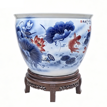 Blue & White Koi Fish Planter