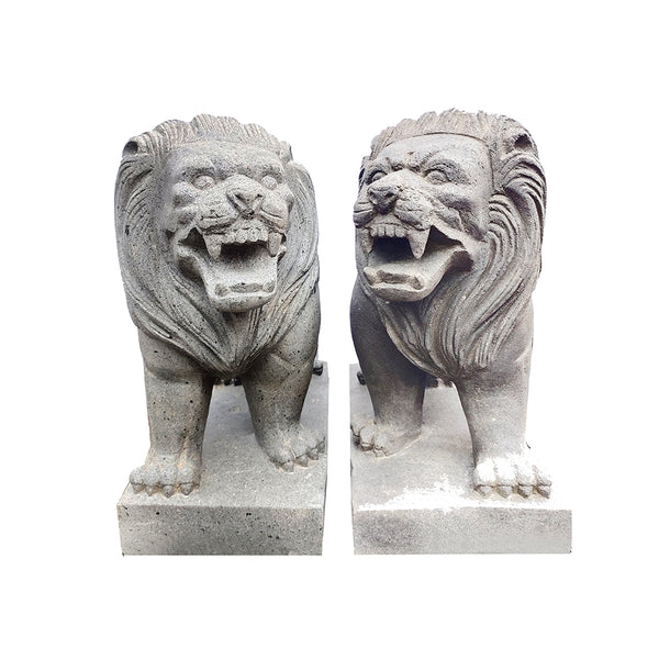 Pair Of Left And Right Facing Lions River Stone
