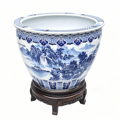 Blue & White Oriental Landscape Planter
