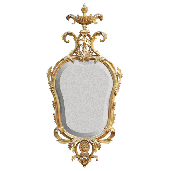 Water gilded period mirror with antiqued glass