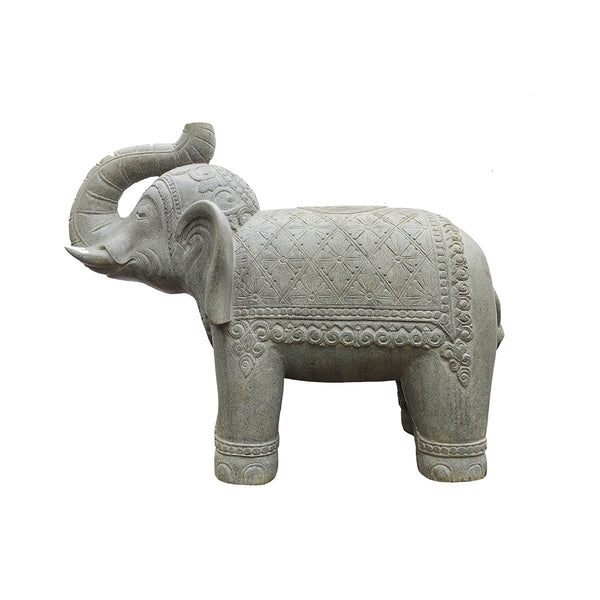 Thailand Elephant Hand Carved From River Stone