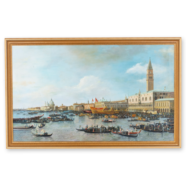 painting of 'Venice: The Basin of San Marco on Ascension Day' in style of Canaletto