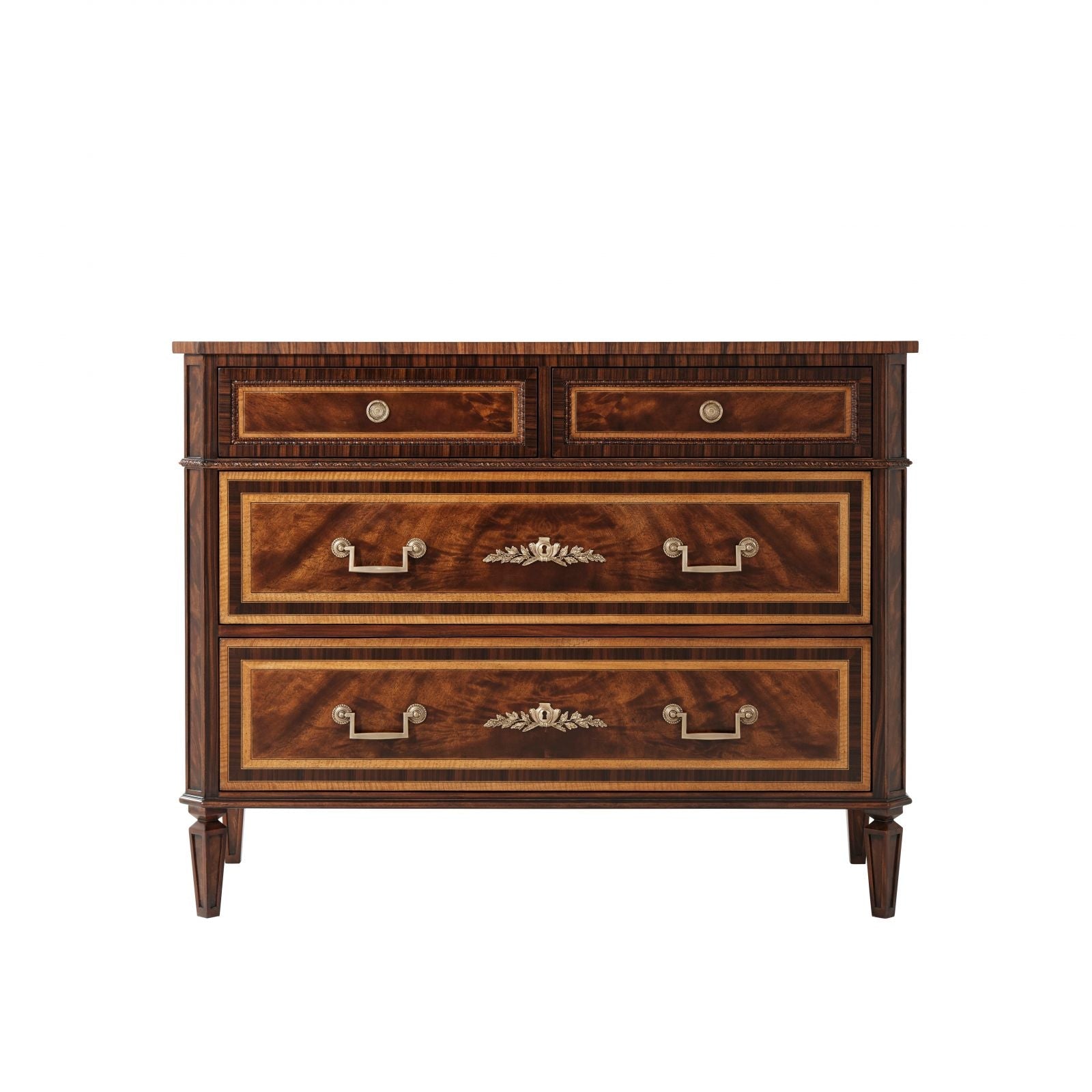 A flame mahogany, Movingue and rosewood banded chest of drawers - Brights of Nettlebed