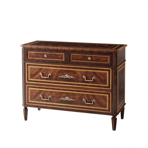 A flame mahogany, Movingue and rosewood banded chest of drawers - Brights of Nettlebed