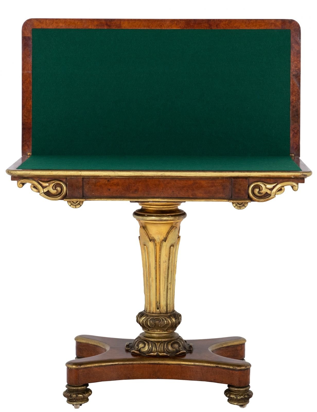 A George Iv Amboyna And Giltwood Card Table attributed To Morel And Seddon, C.1830 - Brights of Nettlebed