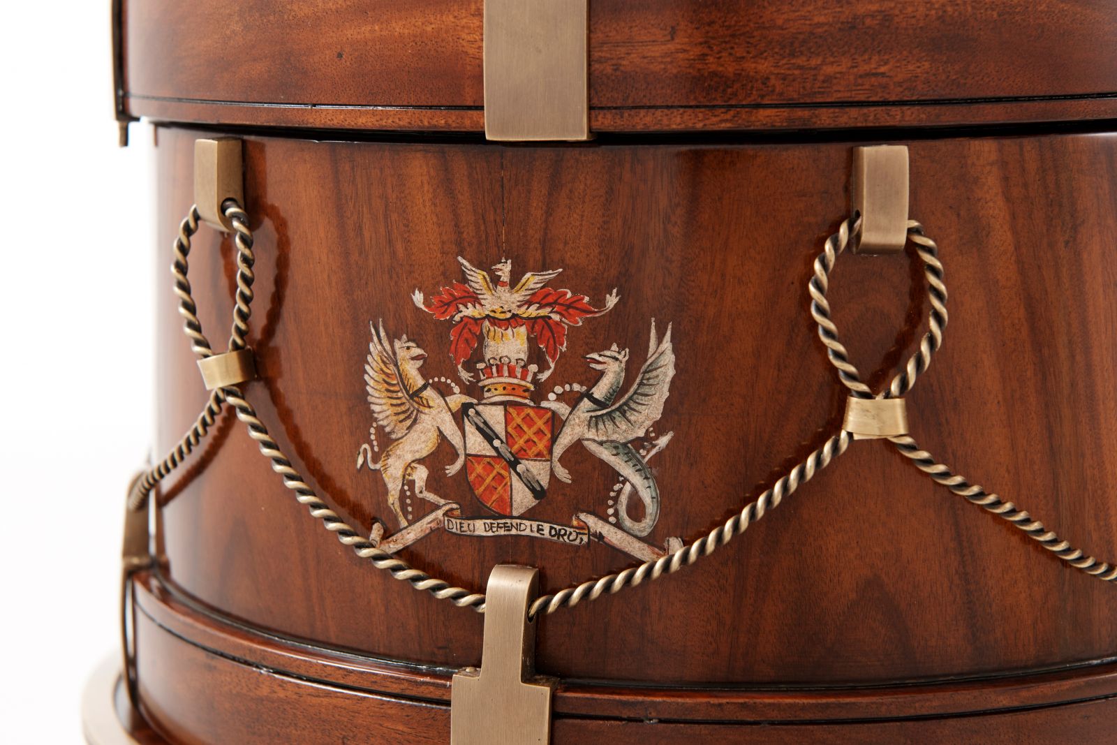 A Mahogany and Brass Drum Shaped Box - Brights of Nettlebed
