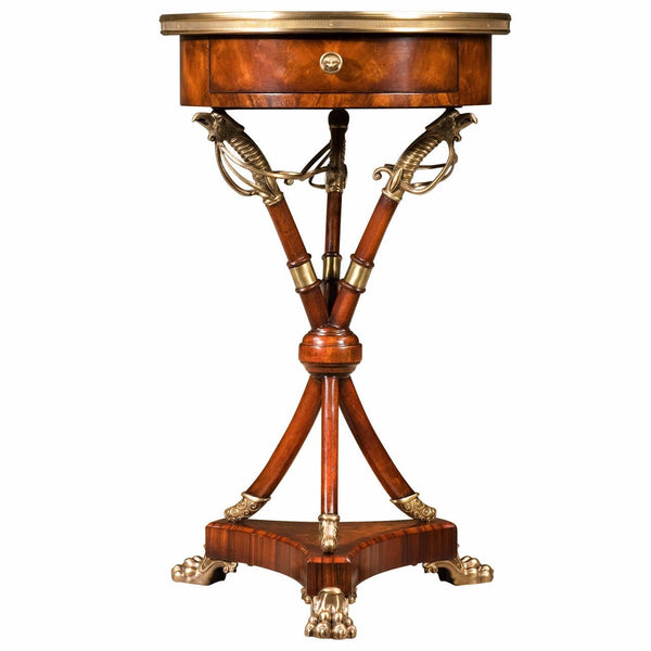 A mahogany lamp table with circular brass bound top - Brights of Nettlebed