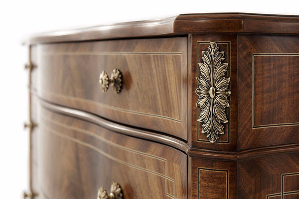 A Noix finish flame Etimoe veneered chest of drawers - Brights of Nettlebed