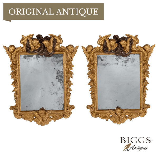 A Pair of Baroque Giltwood and Gesso Wall Mirrors - Brights of Nettlebed