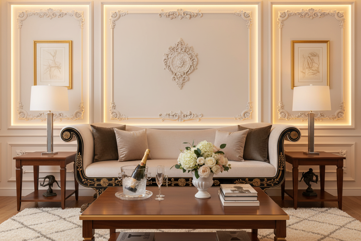 Furniture shown in a home interior