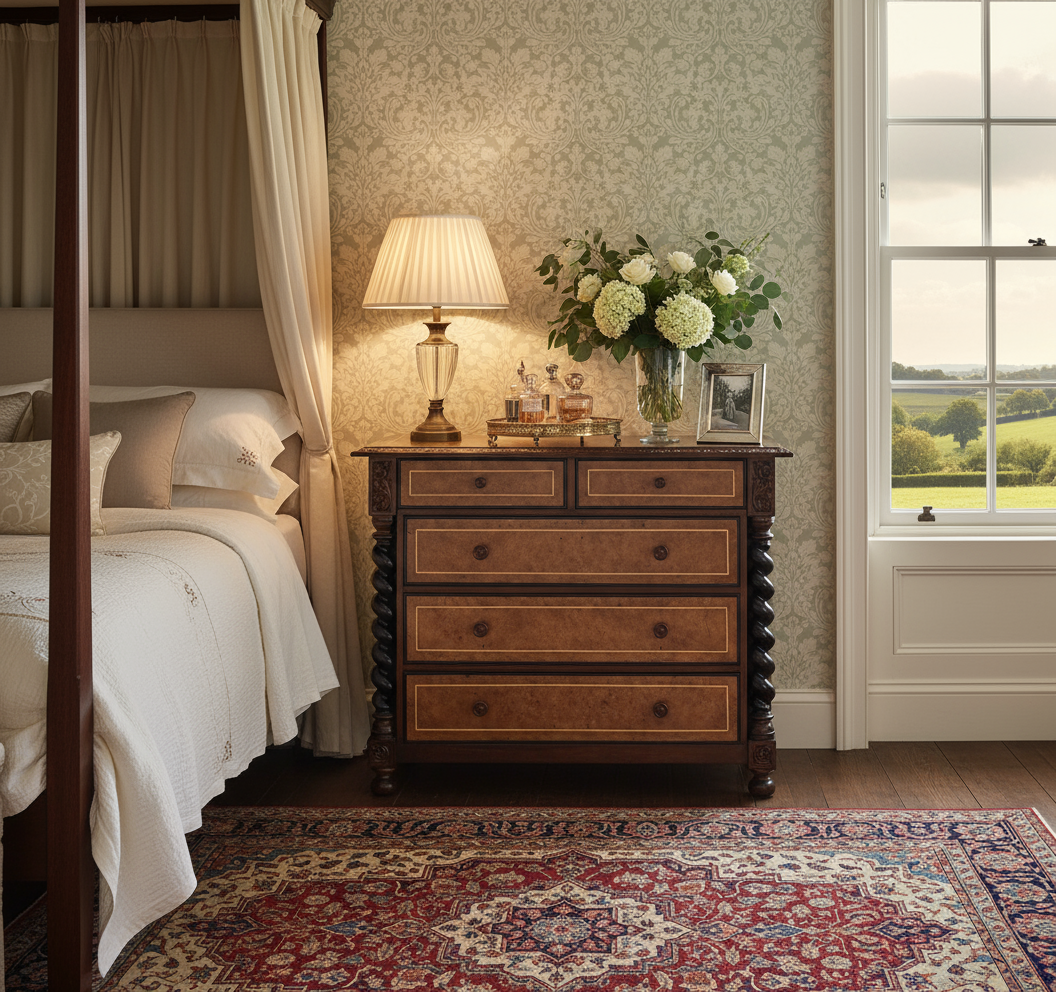 English Bedroom with Captains Chest of Drawers