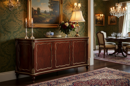 English Dining Room with Serpentine Buffet Sideboard
