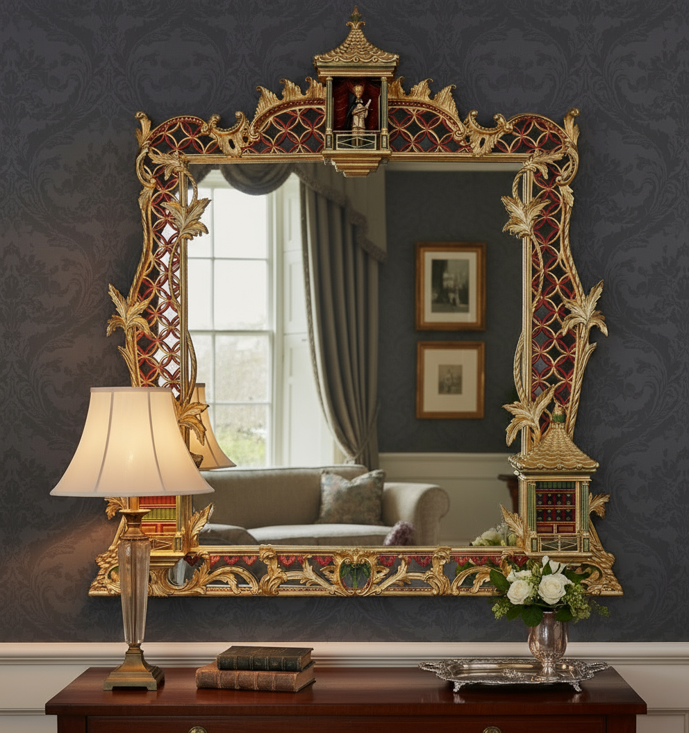 English Drawing Room with Gilded Mirror - Clear Glass
