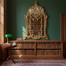 Realistic English Library with Thomas Johnson Mirror
