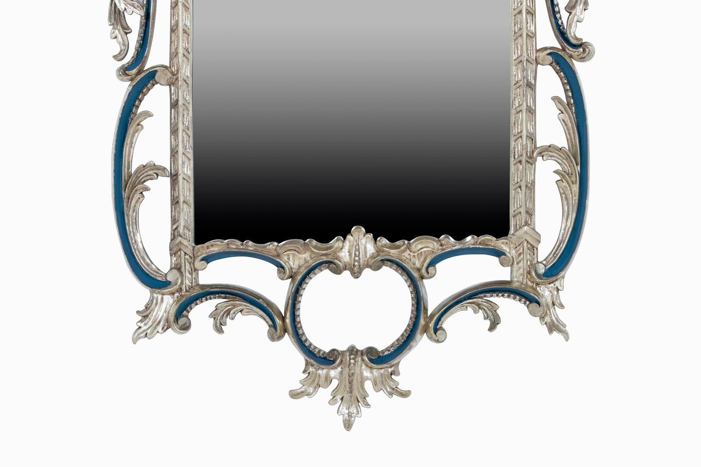 Early George III Style Wall Mirror In Silver And Blue Painted