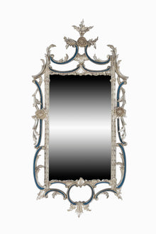 Early George III Style Wall Mirror In Silver And Blue Painted