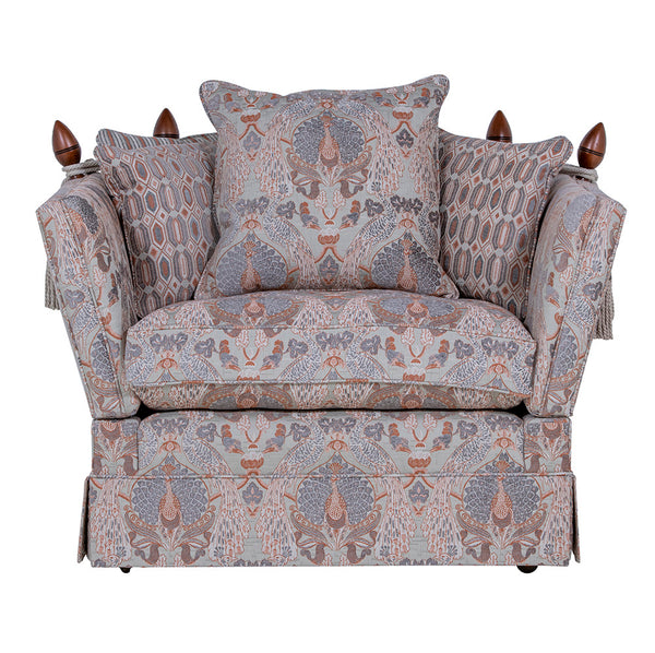 The Henley Knole Chair in Jim Dickens Fantasia Smoked coral