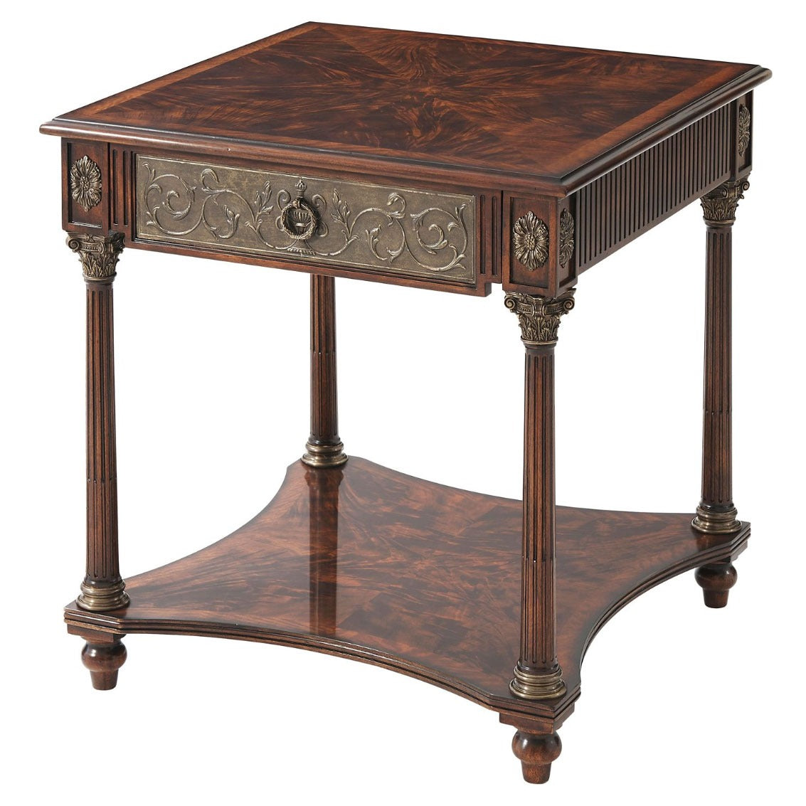 Crotch mahogany lamp or side table
