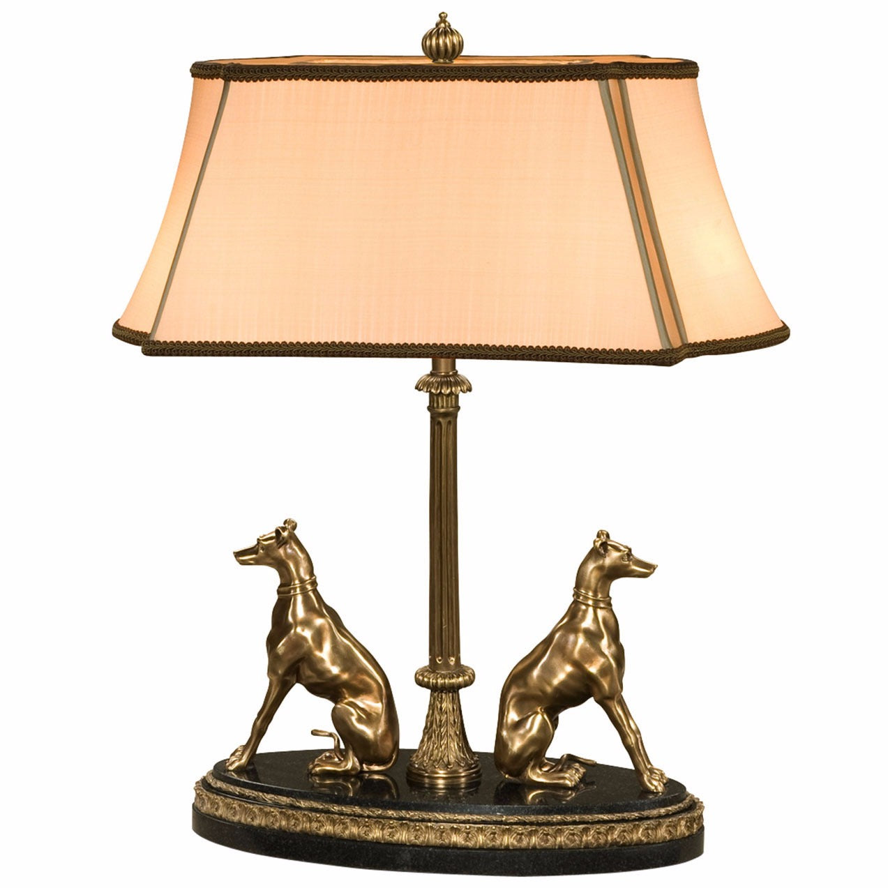 Brass dogs table lamp