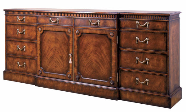 Late Georgian Inspired Mahogany Breakfront Sideboard