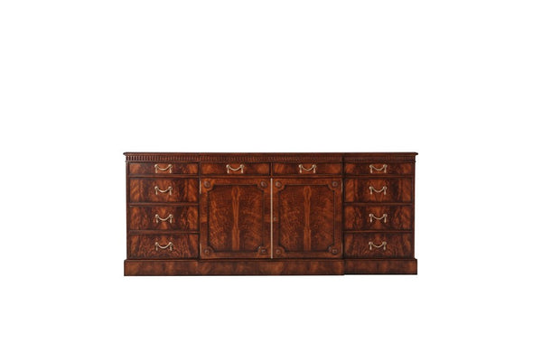 Late Georgian Inspired Mahogany Breakfront Sideboard