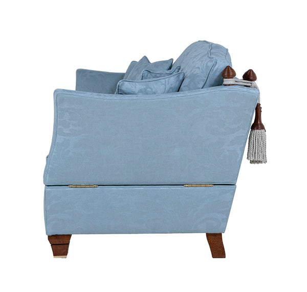 side of light blue sofa