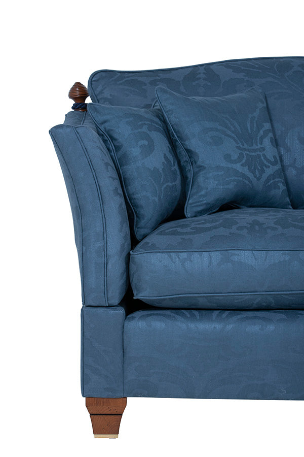 side of sofa in blue