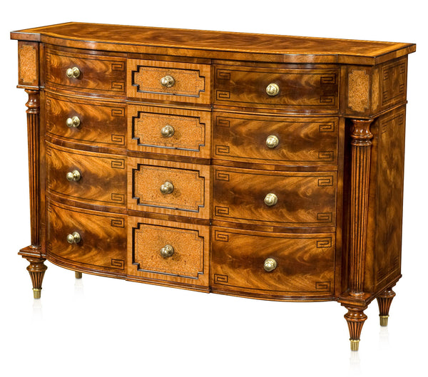 Mahogany break bowfront chest of drawers