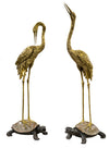 Pair of brass of crane and turtle