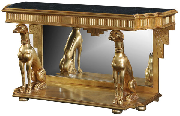 Gold leaf console table - Antique finish