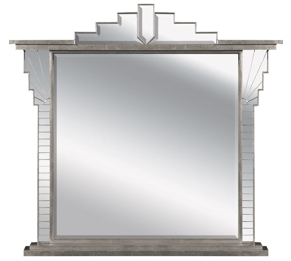 Silver Art Deco Style Overmantel Mirror