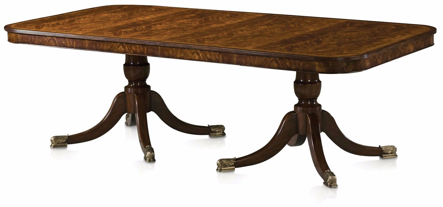 Mahogany extending dining table with self storing leaves