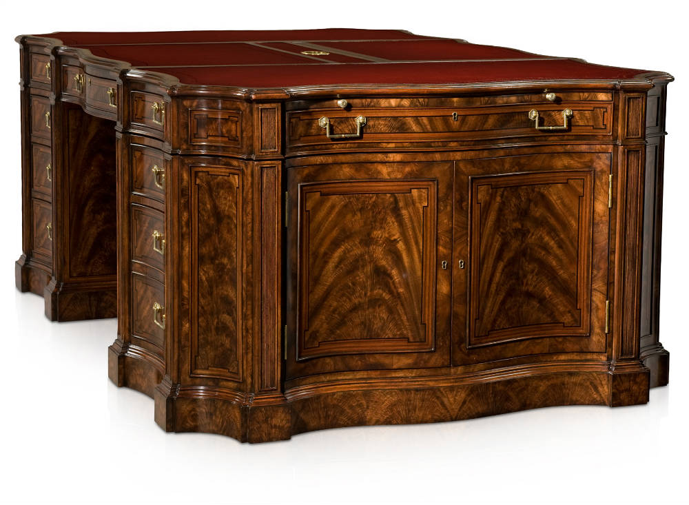 Walnut and Rosewood Serpentine Partners Desk