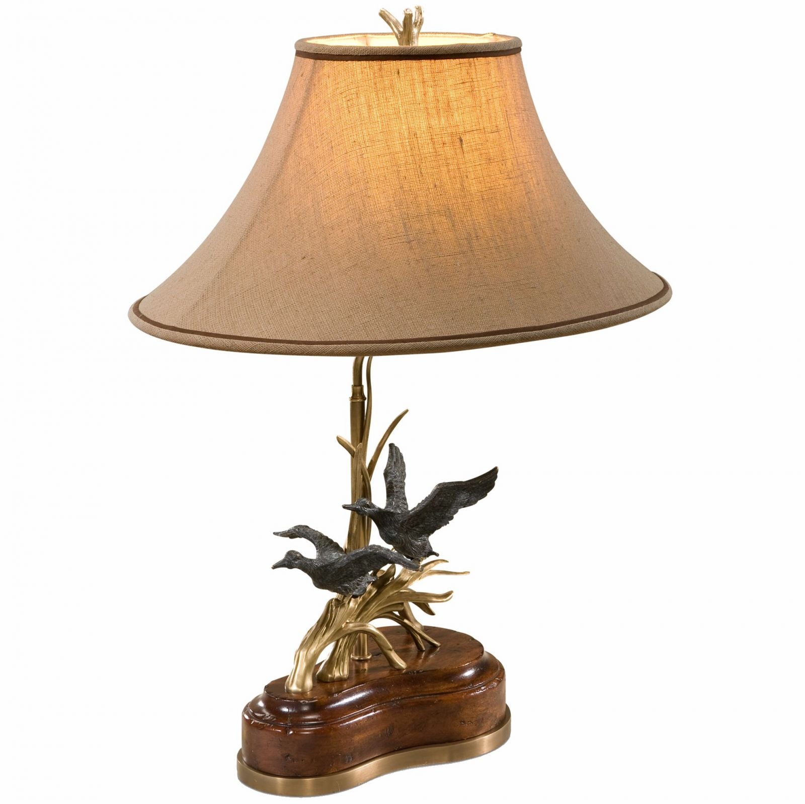 Flying ducks mahogany table lamp