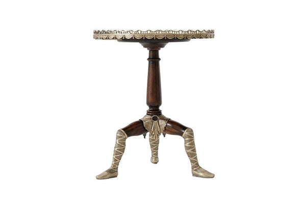 Unusual tripod side table on Ballerina Legs