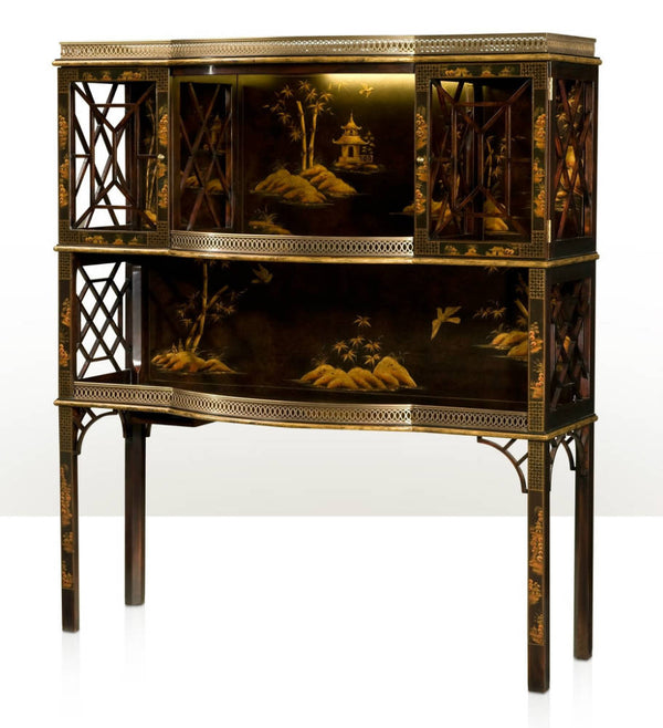 Chocolate Chinoiserie bar or display cabinet