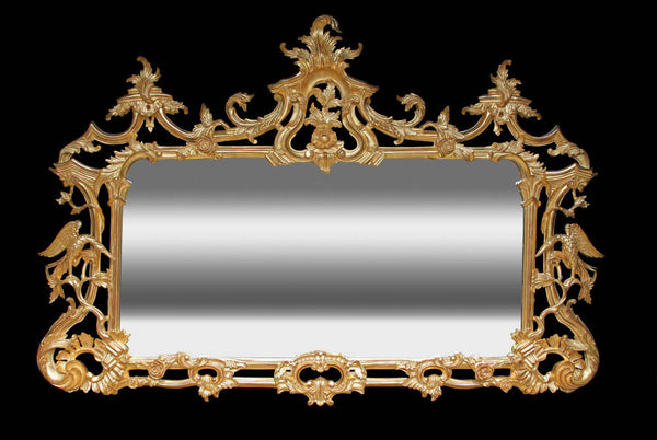 Water gilded Chippendale style overmantel mirror