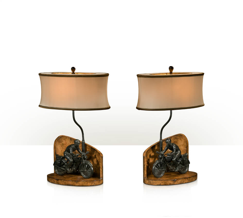 Pair of 1930s Style Motorcycle Table Lamps